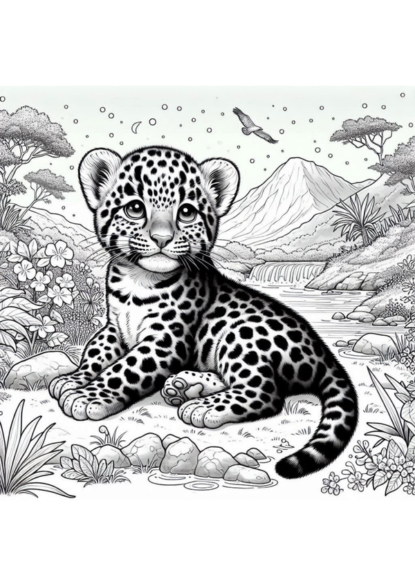 Ausmalbilder Leopard ------ 10 Bilder + 1 Gratis