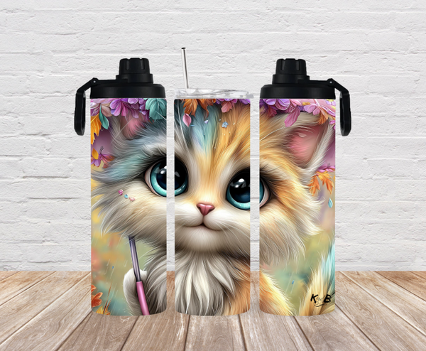 🐾 Thermobecher „Süße Katze mit großen Augen“ – personalisierbar  Starte deinen Tag stilvoll!