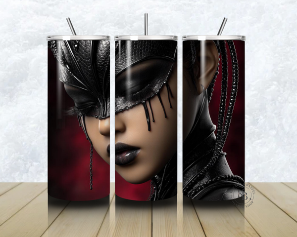 🖤🕶️ Thermobecher – „Black Queen – Dunkle Eleganz“ – 20 OZ inkl. Strohhalm