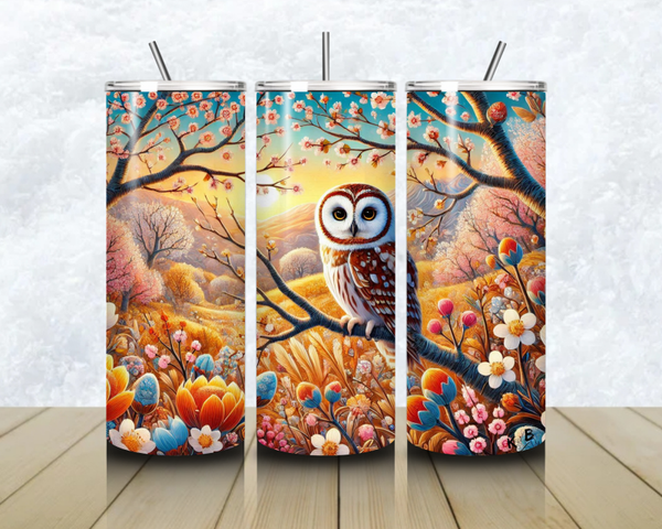 Thermobecher mit Steckdeckel "Eule auf Ast"