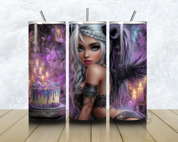 🕯️🖤 Thermobecher – „Dunkle Versuchung – Magie & Mondtorte“ – 20 OZ inkl. Strohhalm