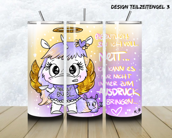 Schnubbi Thermobecher mit Steckdeckel "Design TEILZEITENGEL 3"