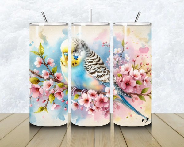 Thermobecher mit Steckdeckel  "Wellensittig Design 2"