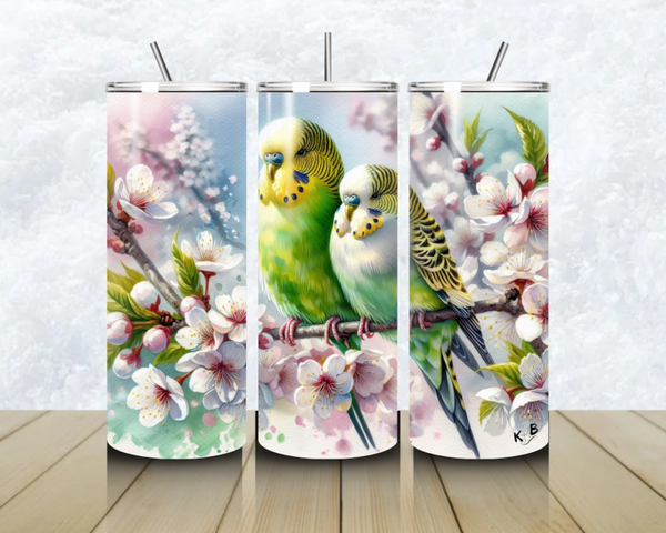 Thermobecher mit Steckdeckel  "Wellensittig Design 3"