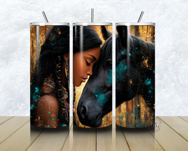 🐎🌾 Thermobecher – „Seelenverbindung – Frau & Pferd“ – 20 OZ inkl. Strohhalm