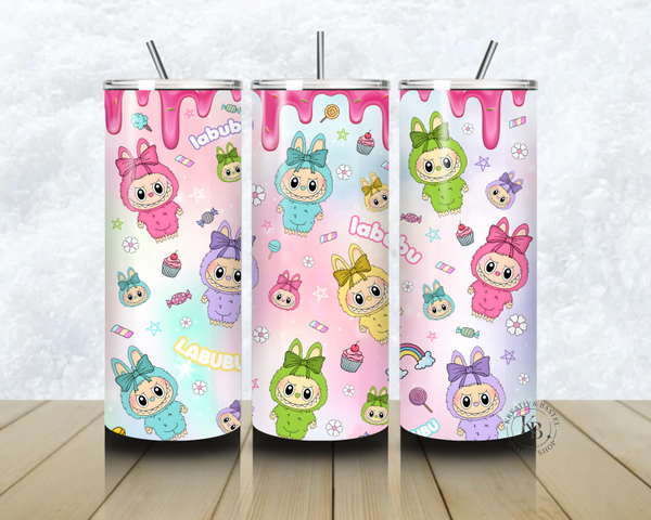 🧁 20 OZ Thermobecher mit Strohhalm – "Labubu Kawaii Style" – Doppelwand Edelstahl