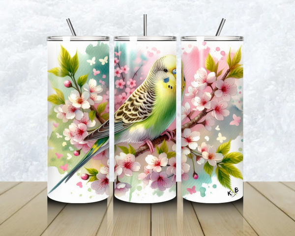 Thermobecher mit Steckdeckel  "Wellensittig Design 4"