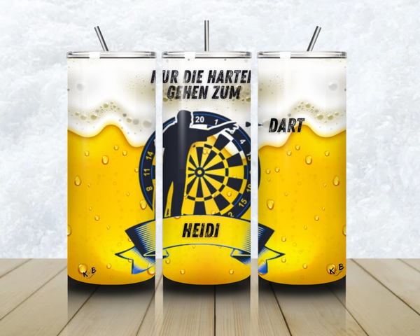 Thermobecher „Nur die Harten…“ – personalisierbar für Dartfans