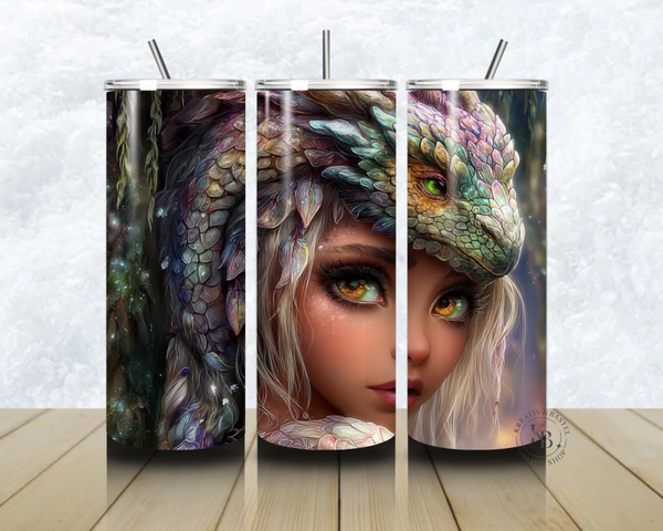 🐉🌟 Thermobecher – „Drachenkind im Zauberwald“ – 20 OZ inkl. Strohhalm