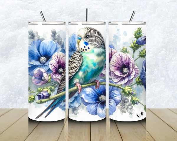 Thermobecher mit Steckdeckel  "Wellensittig Design 5"