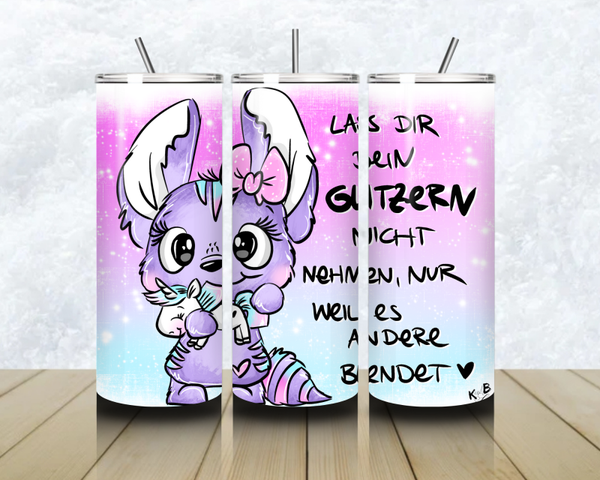 Schnubbi Thermobecher mit Steckdeckel "Design KNUDDELINE GLITZER"