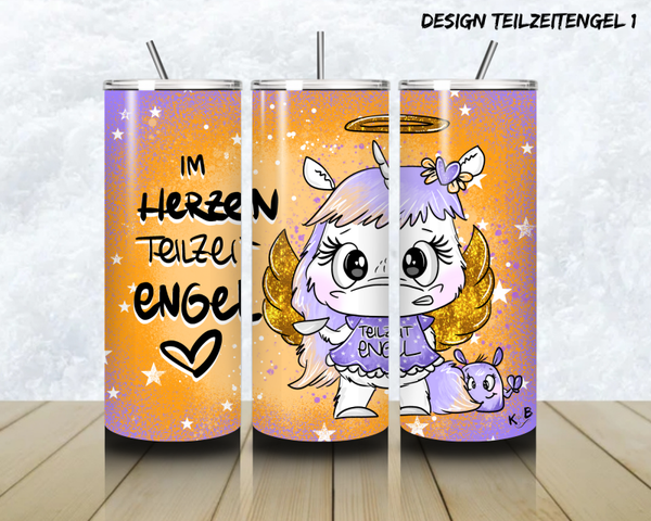 Thermobecher mit Steckdeckel "Design TEILZEITENGEL 1"