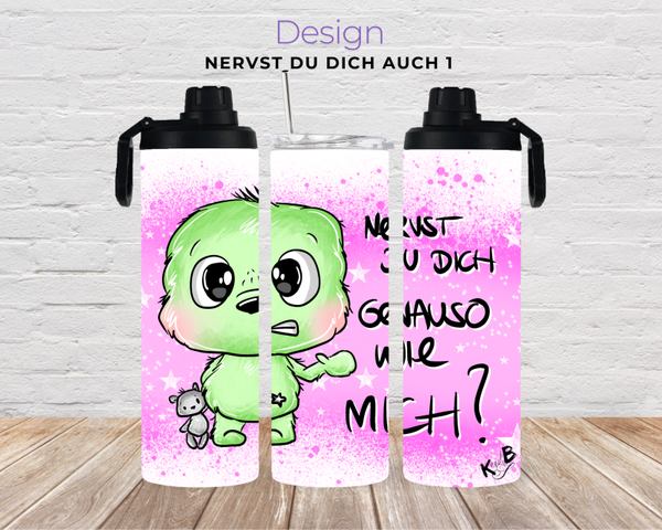 Thermobecher mit 2 Schraubverschlüssen "NERVST DU DICH AUCH 2"