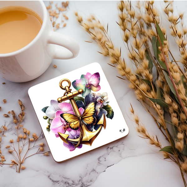 Untersetzer "Anker mit Orchideen"