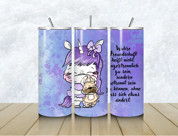 Thermobecher mit Steckdeckel "WAHRE FREUNDSCHAFT"