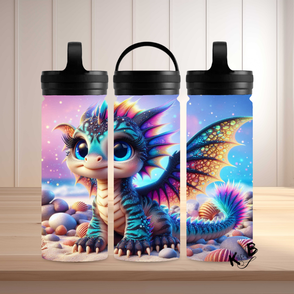 Thermoflasche "niedlicher Drache mit buntem Hintergrund"