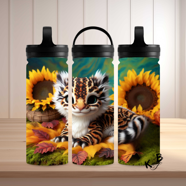 Thermoflasche "Drache mit Sonnenblumen 1"