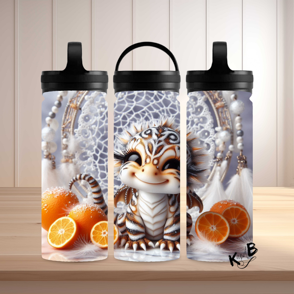Thermoflasche "niedlicher Drache mit Orangen"