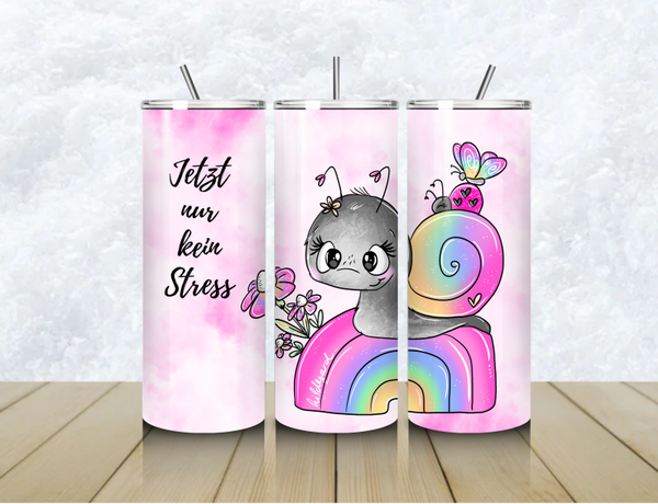 Thermobecher mit Steckdeckel "JETZT NUR KEIN STRESS"