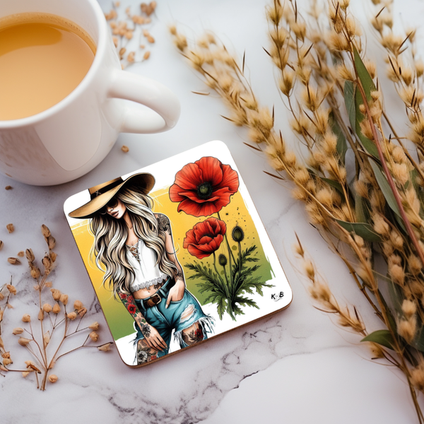 Untersetzer Frau mit Blume"