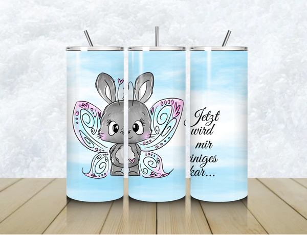 Thermobecher mit Steckdeckel "JETZT WIRD MIR EINIGES KLAR"