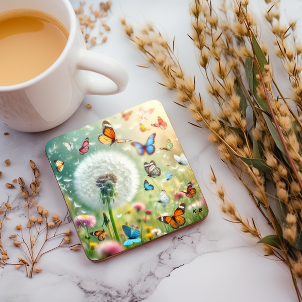 Untersetzer "Pusteblume mit Schmetterlingen"