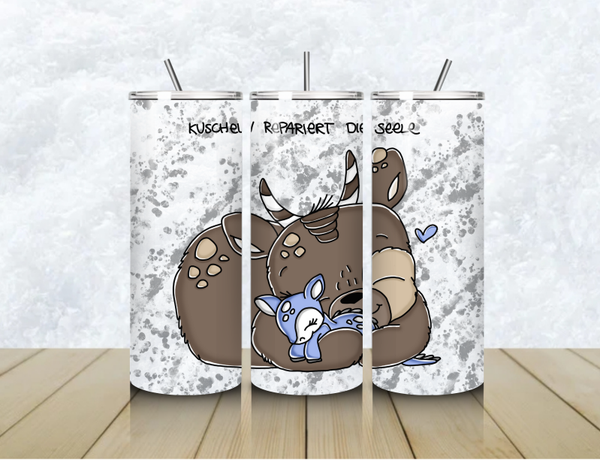 Thermobecher mit Steckdeckel "KUSCHELN REPARIERT DIE SEELE"