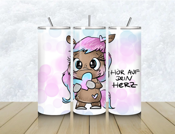 Thermobecher mit Steckdeckel "HÖR AUF DEIN HERZ"