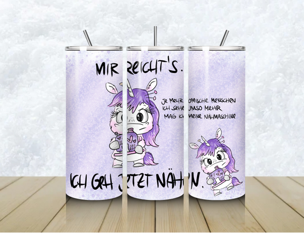 Thermobecher mit Steckdeckel "MIR REICHT'S - ICH GEH NÄHEN"