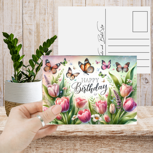 Postkarte "Happy Birthday" - Frühlingsgruß
