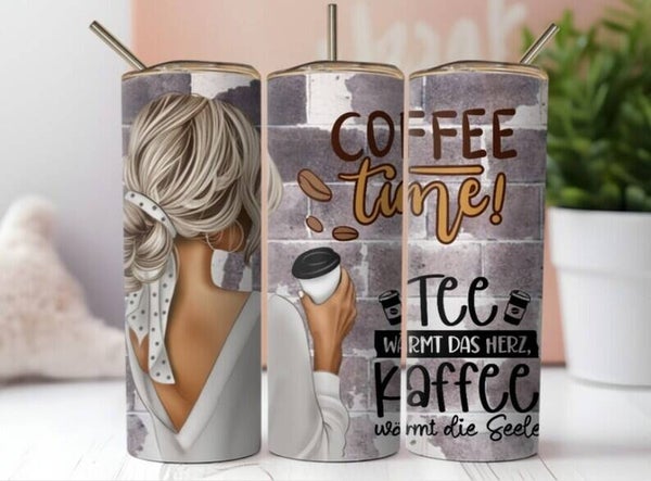 Thermobecher "Kaffee Time! Tee wärmt das Herz Kaffee wärmt die Seele! "