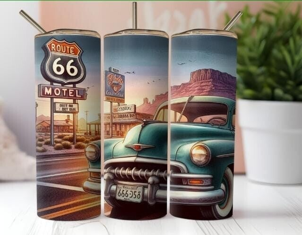 Thermobecher mit Steckdeckel "Route66"