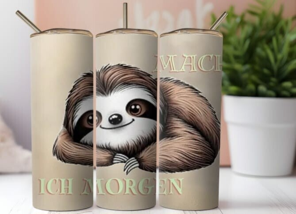 Thermobecher mit Steckdeckel "Faultier - Mach ich Morgen"