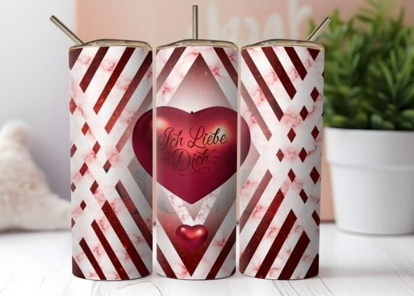 Thermobecher mit Steckdeckel "Herz mit Aufschrift ICH LIEBE DICH"