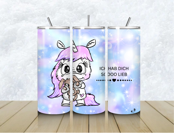 Thermobecher mit Steckdeckel  "ICH HAB DICH SOOOO LIEB"