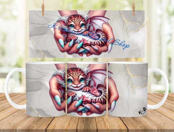 Kaffeetasse/Teetasse mit Motiv "Drachen in Hand"