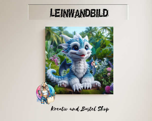 Leinwand "Drache hellblau"