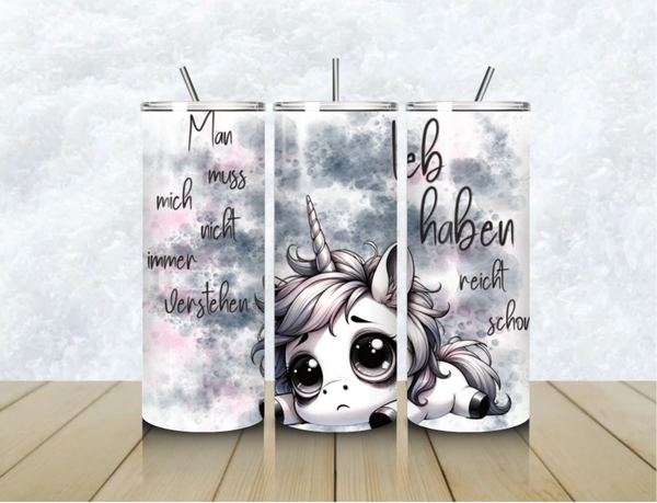 Thermobecher mit Steckdeckel "MAN MUSS MICH NICHT IMMER VERSTEHEN LIEB HABEN REICHT SCHON"