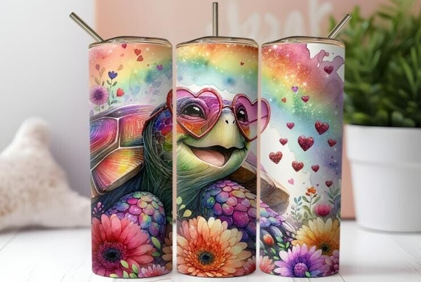 Thermobecher mit Steckdeckel "Lustige Schildkröte mit Brille"