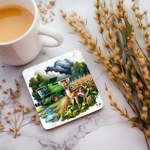 Untersetzer "Rehkitz auf Feld"