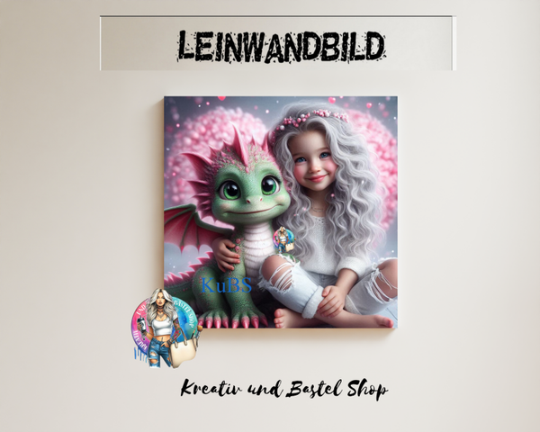 Leinwand "Drache mit Mädchen"