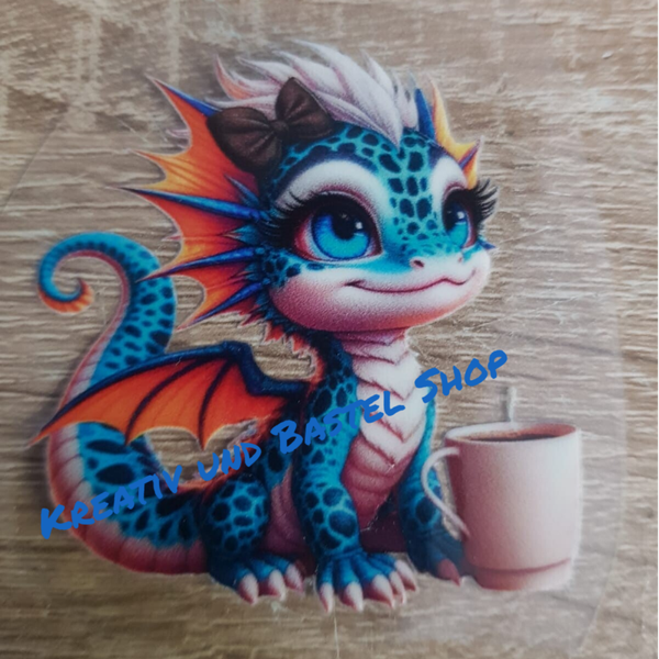 Auffkleber "Drache mit Tasse"