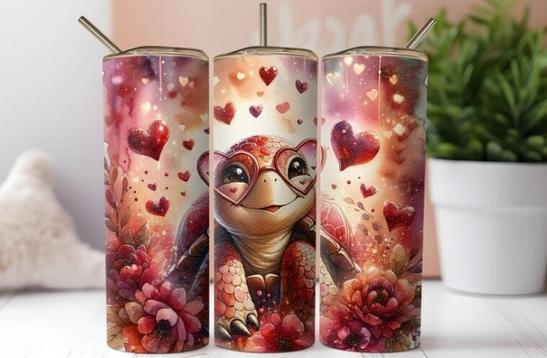 Thermobecher mit Steckdeckel "Schildkröte mit verliebten Blick"