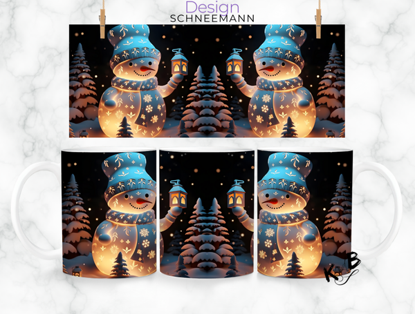 Tasse mit Motiv| Kaffeetasse | Geschenkidee - Design leuchtender Schneemann