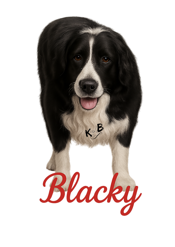 🐾 Bügelbild „Blacky“ –  2 personalisierte Hundemotive (Größe: 15 cm)