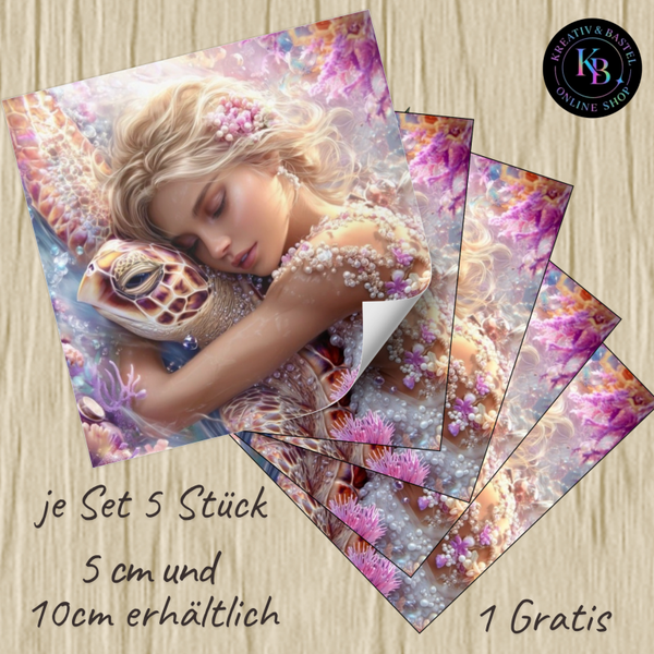 Release Paper Motiv "Nerina und die Meeresschildkröte"