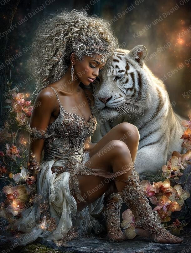 🌙 Diamond Painting „Stille Verbundenheit des weißen Tigers“ by Maggie