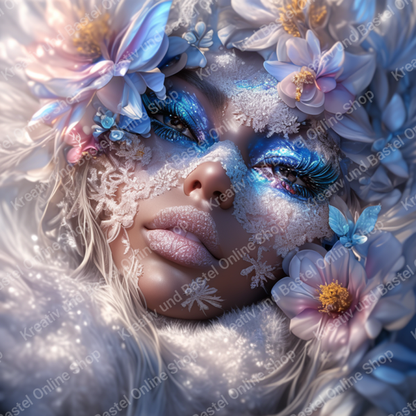 🌙 Diamond Painting „Eiskuss der Winterblüten“ (lisa.s_ai_creation)