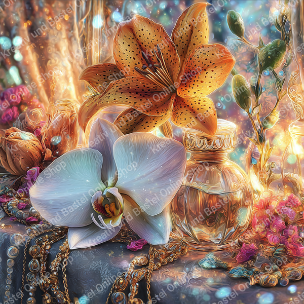 🌙 Diamond Painting „Goldene Blütenpoesie“ by Lisa AI