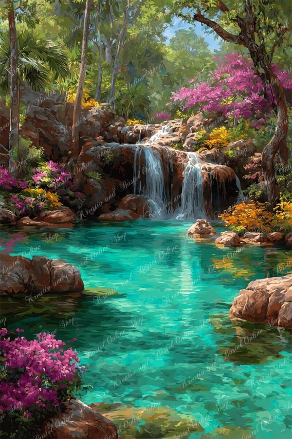 🌙 Diamond Painting „Türkisbucht-Wasserfall“ by Sternchen